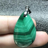 Natural Green Malachite Chrysocolla Pendant Silver Crystal 30x19x10mm