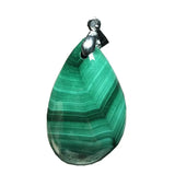 Natural Green Malachite Chrysocolla Pendant Silver Crystal 30x19x10mm
