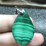 Natural Green Malachite Chrysocolla Pendant Silver Crystal 31x19x10mm