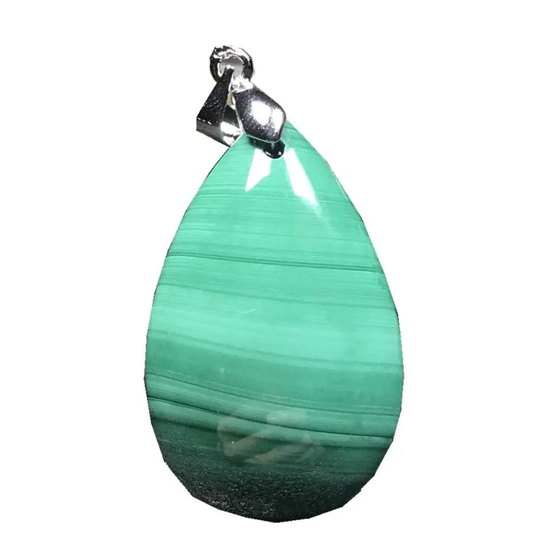 Green Malachite Chrysocolla Pendant Silver Crystal 31x20x10mm
