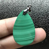 Green Malachite Chrysocolla Pendant Silver Crystal 31x20x10mm