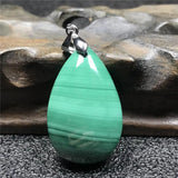 Green Malachite Chrysocolla Pendant Silver Crystal 31x20x10mm