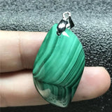 Green Malachite Chrysocolla Pendant Jewelry Silver Crystal 33x19x10mm