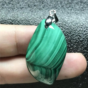 Green Malachite Chrysocolla Pendant Jewelry Silver Crystal 33x19x10mm