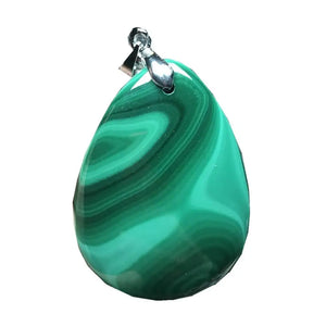 Natural Green Malachite Chrysocolla Pendant Jewelry Silver Crystal 35x25x7mm