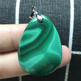 Natural Green Malachite Chrysocolla Pendant Jewelry Silver Crystal 35x25x7mm