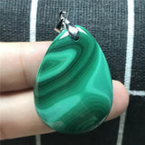 Natural Green Malachite Chrysocolla Pendant Jewelry Silver Crystal 35x25x7mm