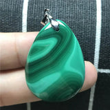Natural Green Malachite Chrysocolla Pendant Jewelry Silver Crystal 35x25x7mm