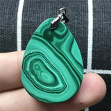 Natural Green Malachite Chrysocolla Pendant Jewelry Silver Crystal 35x25x7mm
