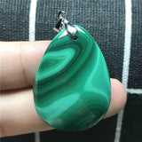 Natural Green Malachite Chrysocolla Pendant Jewelry Silver Crystal 35x25x7mm
