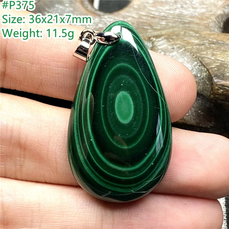 Natural Green Malachite Chrysocolla Pendant Jewelry Silver Healing Luck Gift
