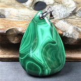 Natural Green Malachite Chrysocolla Pendant 41x29x7mm Silver Crystal AAAAA