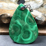 Natural Green Malachite Chrysocolla Pendant 41x29x7mm Silver Crystal AAAAA