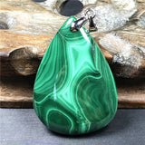 Natural Green Malachite Chrysocolla Pendant 41x29x7mm Silver Crystal AAAAA