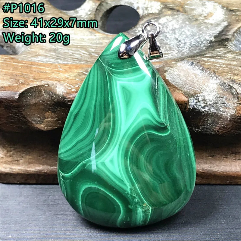 Natural Green Malachite Chrysocolla Pendant 41x29x7mm Silver Crystal AAAAA