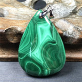 Natural Green Malachite Chrysocolla Pendant 41x29x7mm Silver Crystal AAAAA