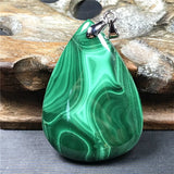 Natural Green Malachite Chrysocolla Pendant 41x29x7mm Silver Crystal AAAAA