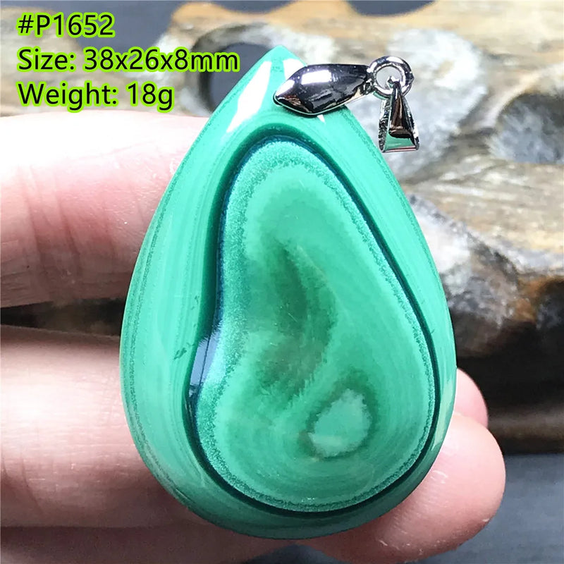 Natural Green Malachite Chrysocolla Pendant Jewelry 38x26x8mm