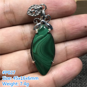 Natural Green Malachite Necklace Pendant Silver Chrysocolla Crystal 37x14x7mm