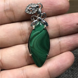 Natural Green Malachite Necklace Pendant Silver Chrysocolla Crystal 37x14x7mm