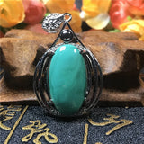 Green Malachite Necklace Pendant Silver Chrysocolla Crystal 43x27mm