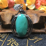 Green Malachite Necklace Pendant Silver Chrysocolla Crystal 43x27mm