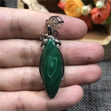 Green Malachite Necklace Pendant Silver Chrysocolla Crystal Gemstone