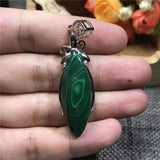 Green Malachite Necklace Pendant Silver Chrysocolla Crystal Gemstone