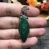 Green Malachite Necklace Pendant Silver Chrysocolla Crystal Gemstone