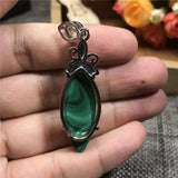 Green Malachite Necklace Pendant Silver Chrysocolla Crystal Gemstone