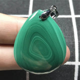 Natural Green Malachite Pendant Necklace 35x29x7mm