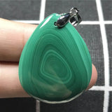 Natural Green Malachite Pendant Necklace 35x29x7mm