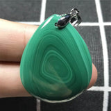 Natural Green Malachite Pendant Necklace 35x29x7mm