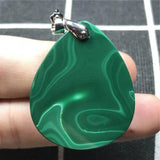 Natural Green Malachite Pendant Necklace 35x29x7mm