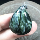 Natural Green Seraphinite Crystal Pendant - Rare Gemstone Jewelry