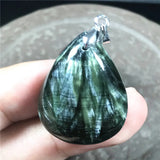Natural Green Seraphinite Crystal Pendant - Rare Gemstone Jewelry