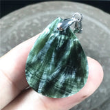 Natural Green Seraphinite Crystal Pendant - Rare Gemstone Jewelry