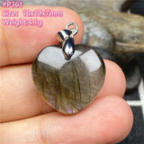 Natural Labradorite Pendant Heart Jewelry Purple Light Crystal Beads Luck Love