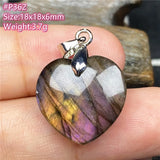 Natural Labradorite Pendant Heart Jewelry Purple Light Crystal Beads Luck Love