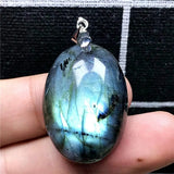 Natural Labradorite Pendant Jewelry Yellow Light Crystal 30x21x11mm Beads