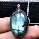 Natural Labradorite Pendant Jewelry Yellow Light Crystal 30x21x11mm Beads