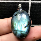 Natural Labradorite Pendant Jewelry Yellow Light Crystal 30x21x11mm Beads