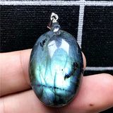 Natural Labradorite Pendant Jewelry Yellow Light Crystal 30x21x11mm Beads