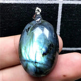 Natural Labradorite Pendant Jewelry Yellow Light Crystal 30x21x11mm Beads