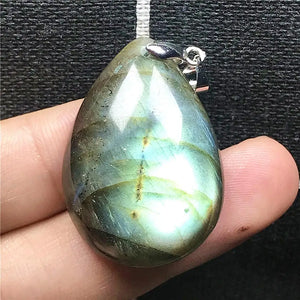 Labradorite Pendant Yellow Crystal Silver Moonstone Water Drop