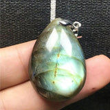 Labradorite Pendant Yellow Crystal Silver Moonstone Water Drop