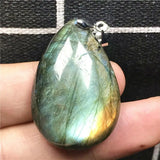 Labradorite Pendant Jewelry Yellow Crystal Beads Water Drop