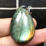 Labradorite Pendant Jewelry Yellow Crystal Beads Water Drop