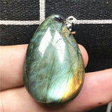 Labradorite Pendant Jewelry Yellow Crystal Beads Water Drop