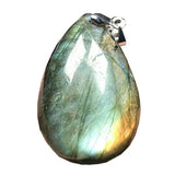 Labradorite Pendant Jewelry Yellow Crystal Beads Water Drop